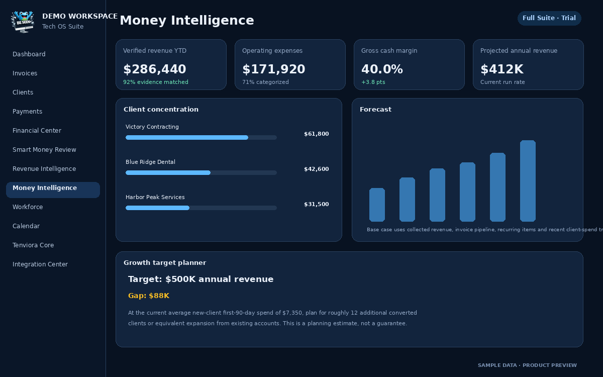 Money and Revenue Intelligence preview with synthetic data